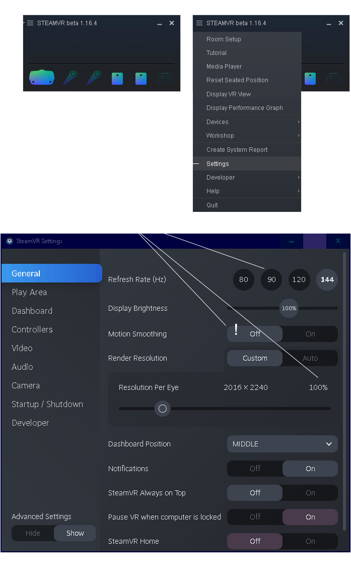Recommended Steam Settings for SkySketch